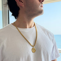 CHAÎNE MAILLE ROYALE 6 MM + PENDENTIF COURONNE
