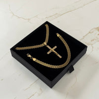 ENSEMBLE MAILLE ROYALE 6 MM + PENDENTIF CROIX CRISTO | ZIRCONS