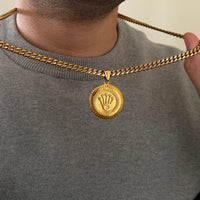CHAÎNE CUBAINE 6 MM + PENDENTIF COURONNE