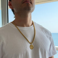 CHAÎNE MAILLE ROYALE 6 MM + PENDENTIF COURONNE