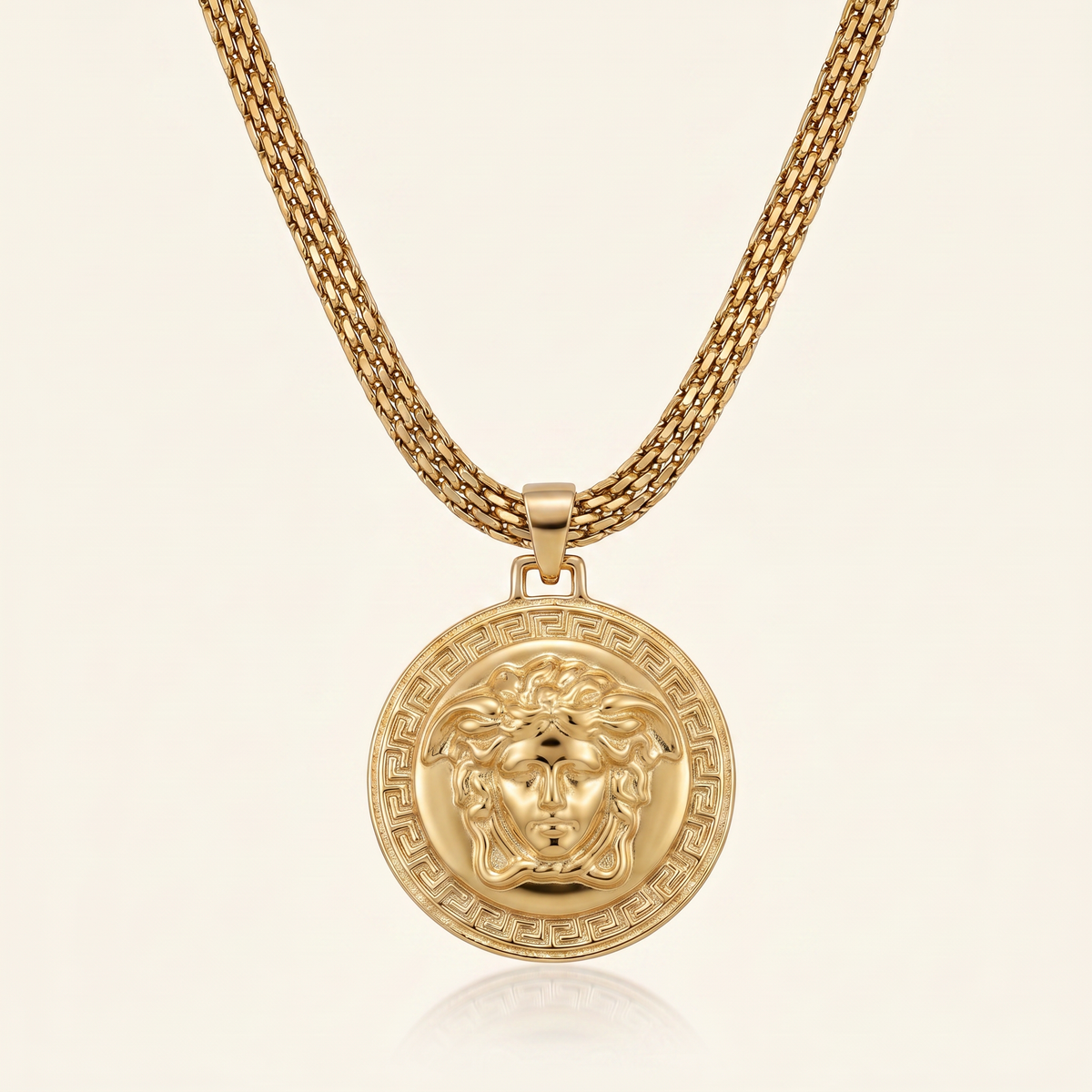 CHAÎNE MAILLE ROYALE 6 MM + PENDENTIF MEDUSA GRECA