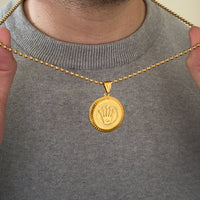CHAÎNE MILITAIRE + PENDENTIF COURONNE