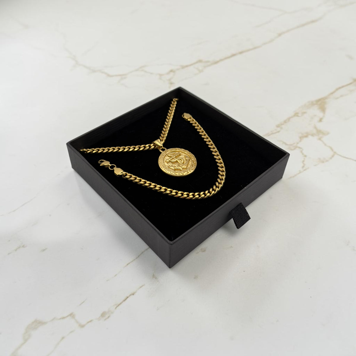ENSEMBLE CUBAIN 6 MM + PENDENTIF ANCRE