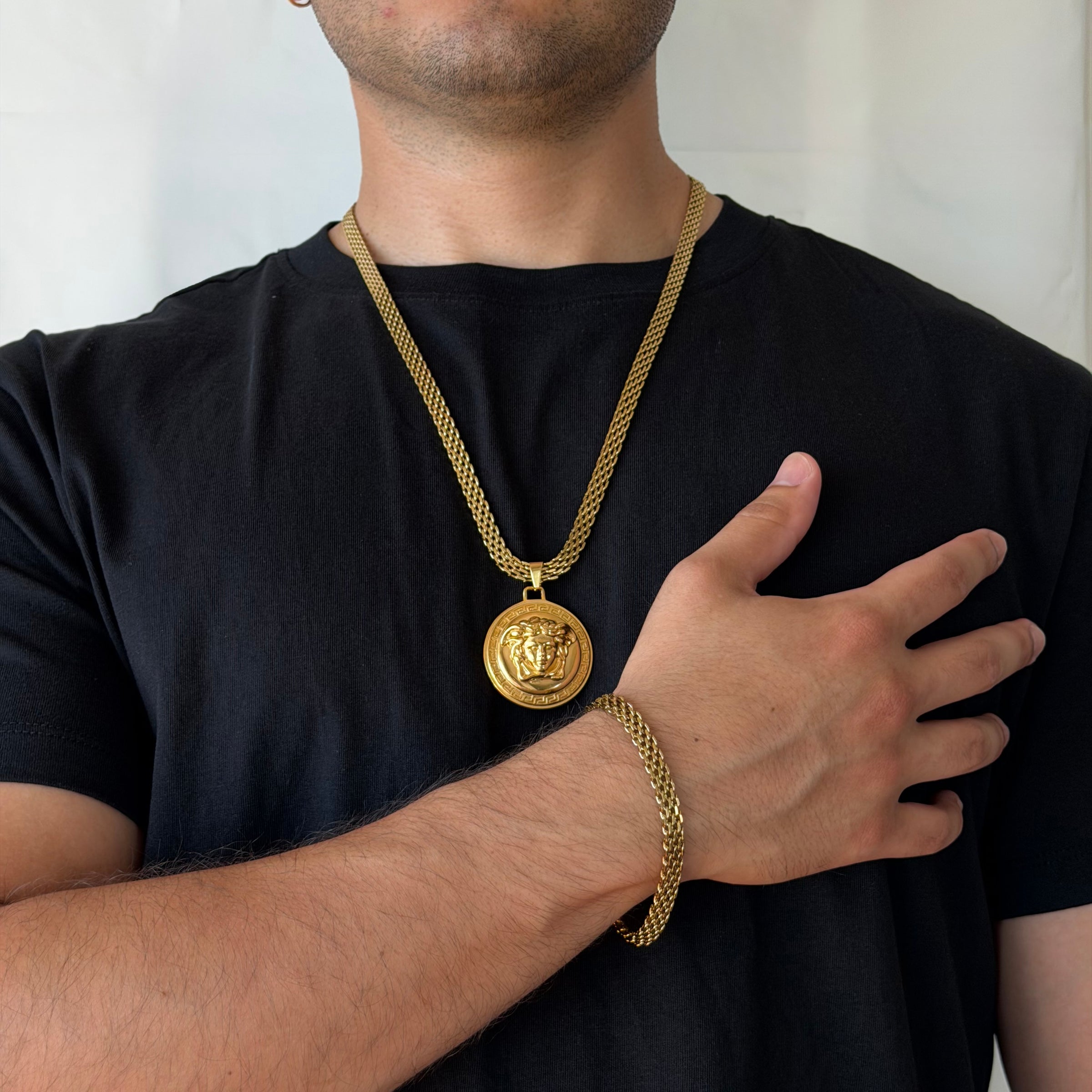 ENSEMBLE MAILLE ROYALE 6 MM + PENDENTIF MEDUSA GRECA