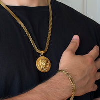 CHAÎNE MAILLE ROYALE 6 MM + PENDENTIF MEDUSA GRECA