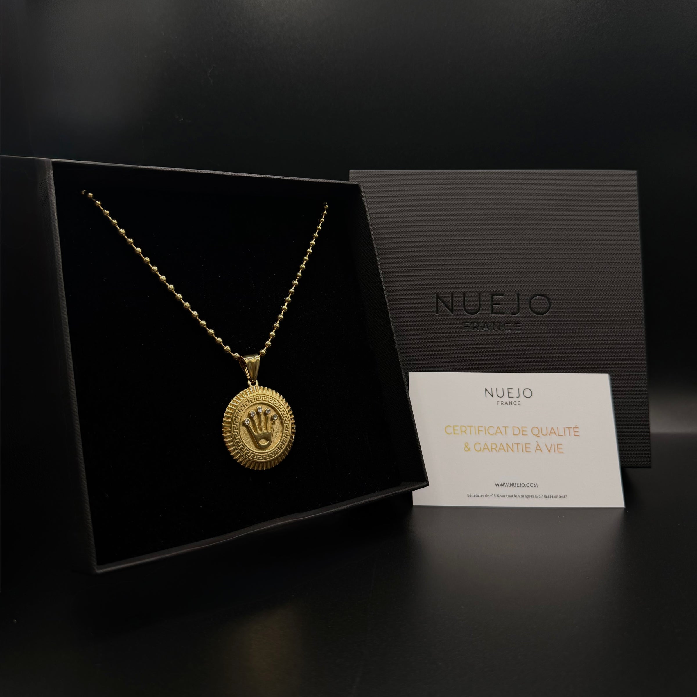 CHAÎNE MILITAIRE + PENDENTIF COURONNE