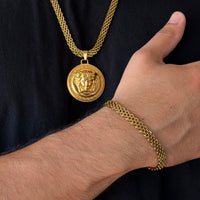 ENSEMBLE MAILLE ROYALE 6 MM + PENDENTIF MEDUSA GRECA