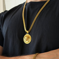CHAÎNE MAILLE ROYALE 6 MM + PENDENTIF MEDUSA GRECA
