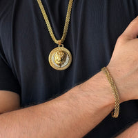 ENSEMBLE MAILLE ROYALE 6 MM + PENDENTIF LION | ZIRCONS