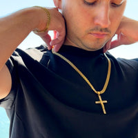 ENSEMBLE MAILLE ROYALE 6 MM + PENDENTIF CROIX CRISTO | ZIRCONS