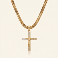 CHAÎNE MAILLE ROYALE 6 MM + PENDENTIF CROIX CRISTO | ZIRCONS