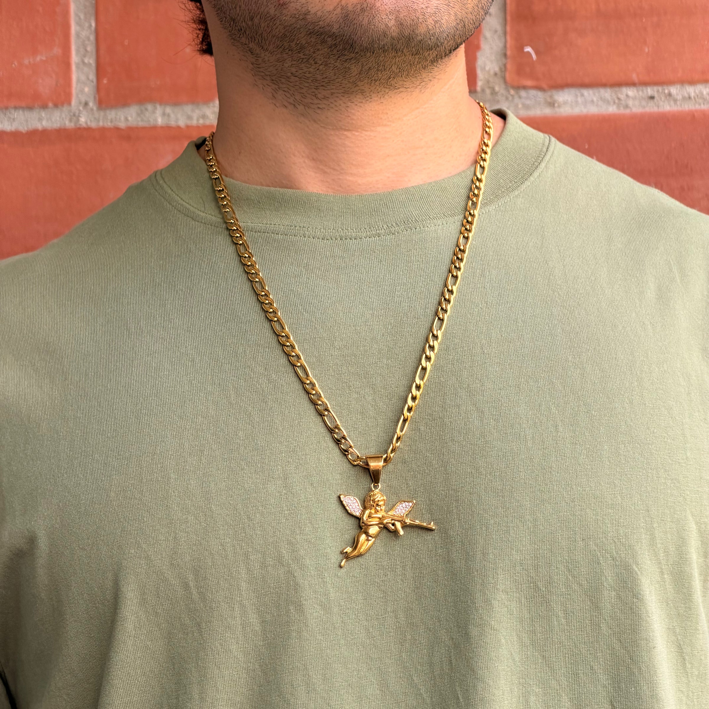Collier Figaro 6mm + Pendentif Au Choix