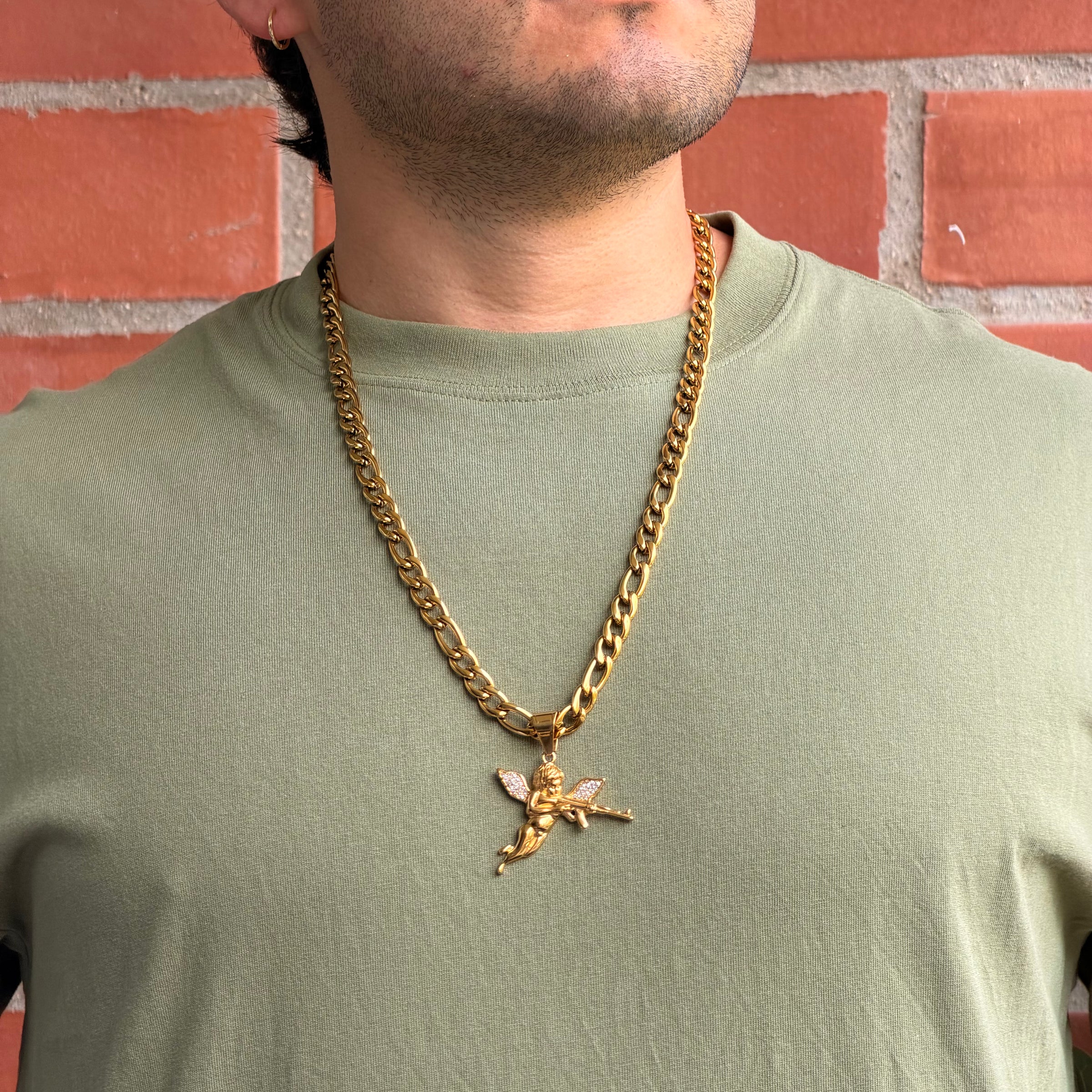 Collier Figaro 8mm + Pendentif Au Choix