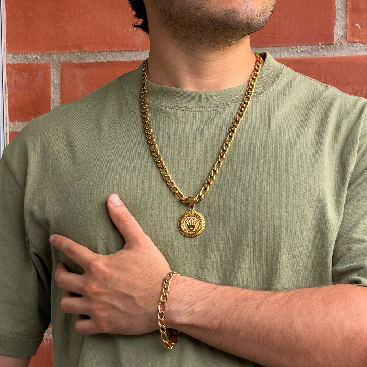 Ensemble Figaro 8mm + Pendentif Au Choix