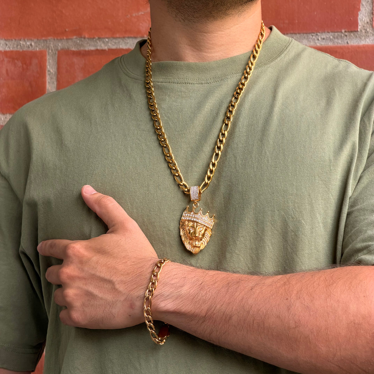 Ensemble Figaro 8mm + Pendentif Au Choix
