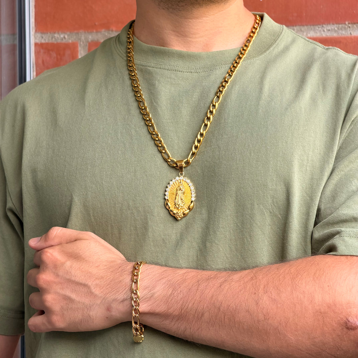 Ensemble Figaro 8mm + Pendentif Au Choix