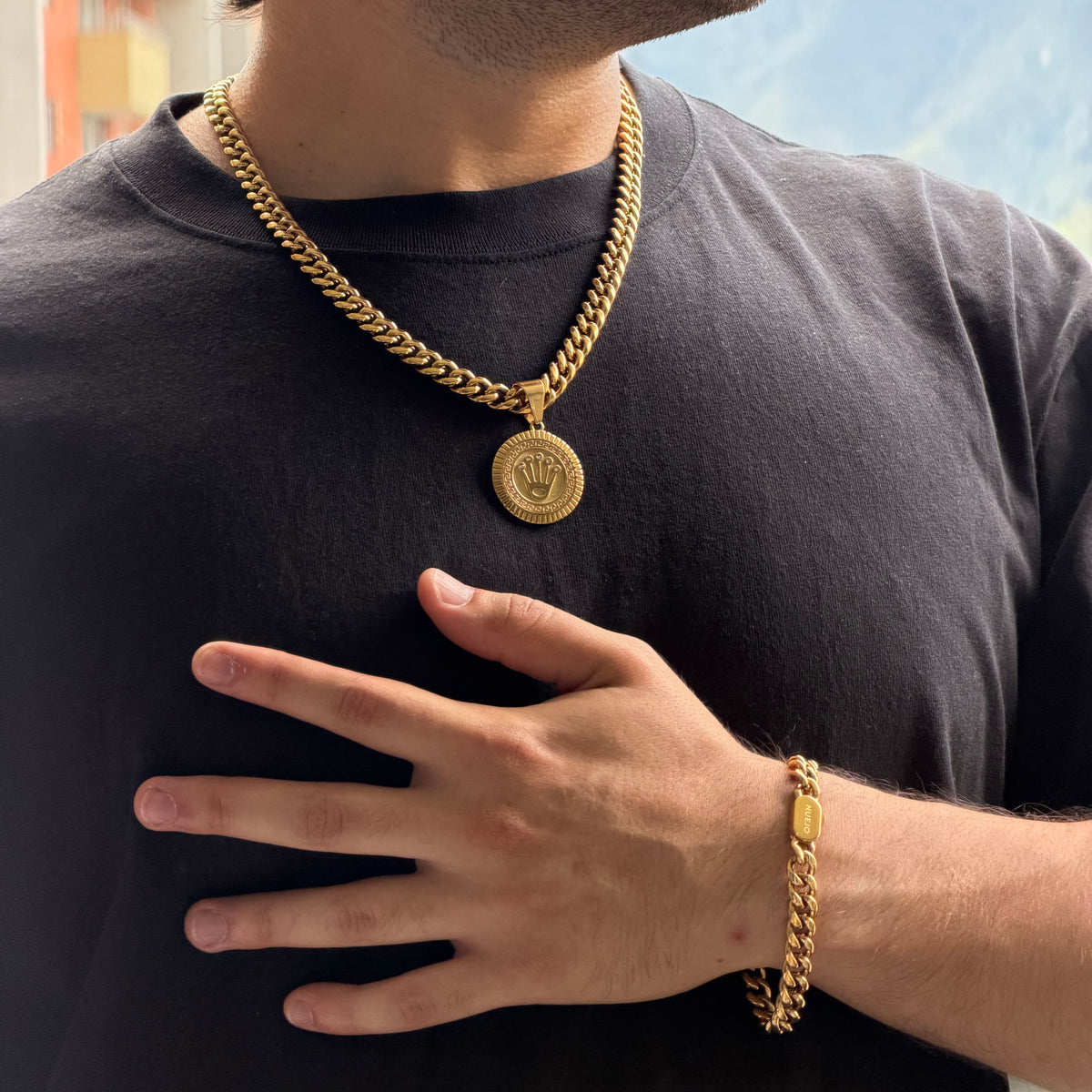 Ensemble Cubain 9mm + Pendentif Au Choix