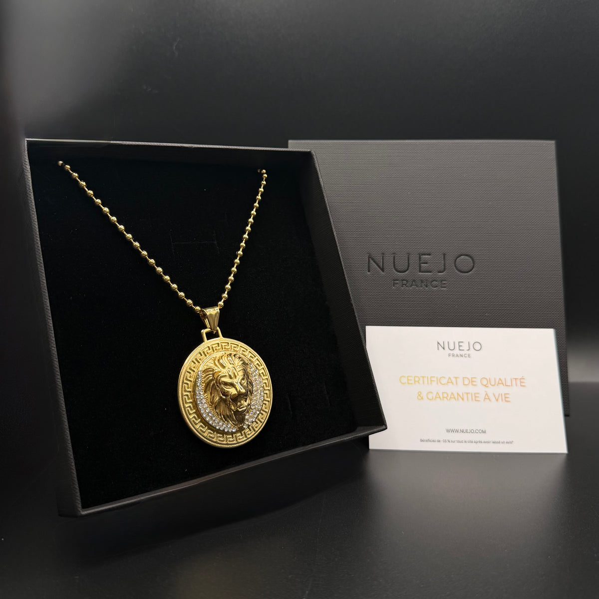 CHAÎNE MILITAIRE 3 MM + PENDENTIF LION | ZIRCONS