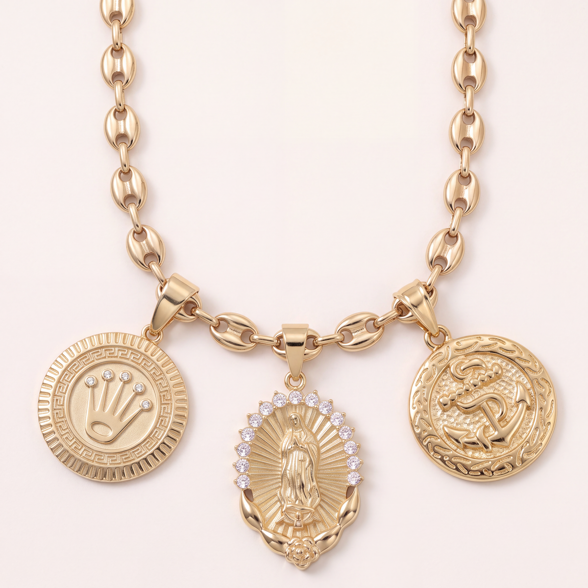 Collier Grain De Café 9mm + Pendentif Au Choix