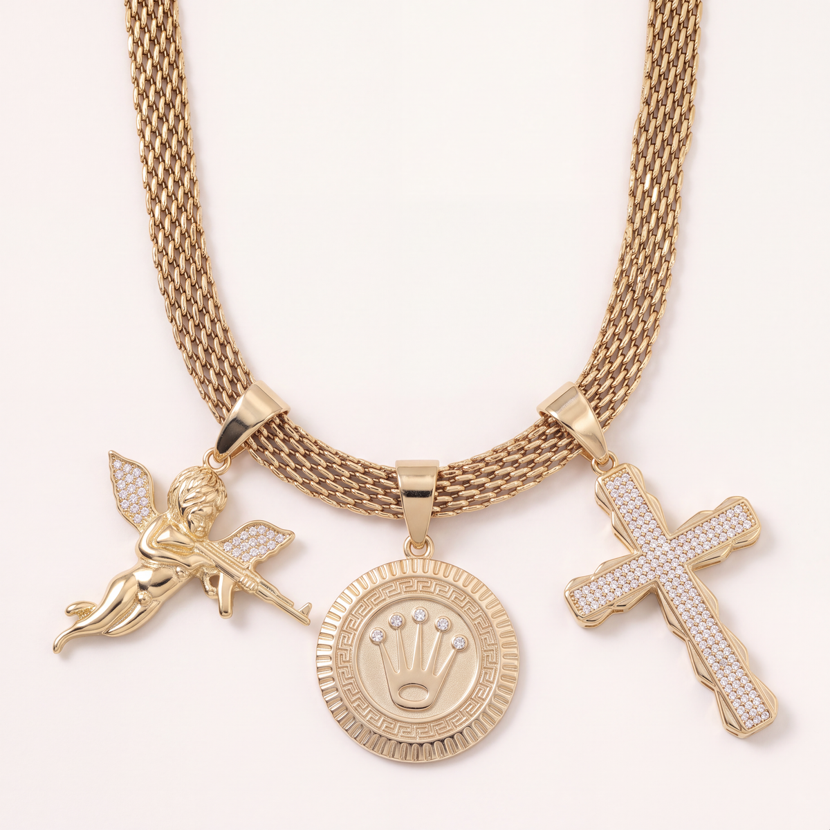 Collier Maille Royale 9mm + Pendentif Au Choix