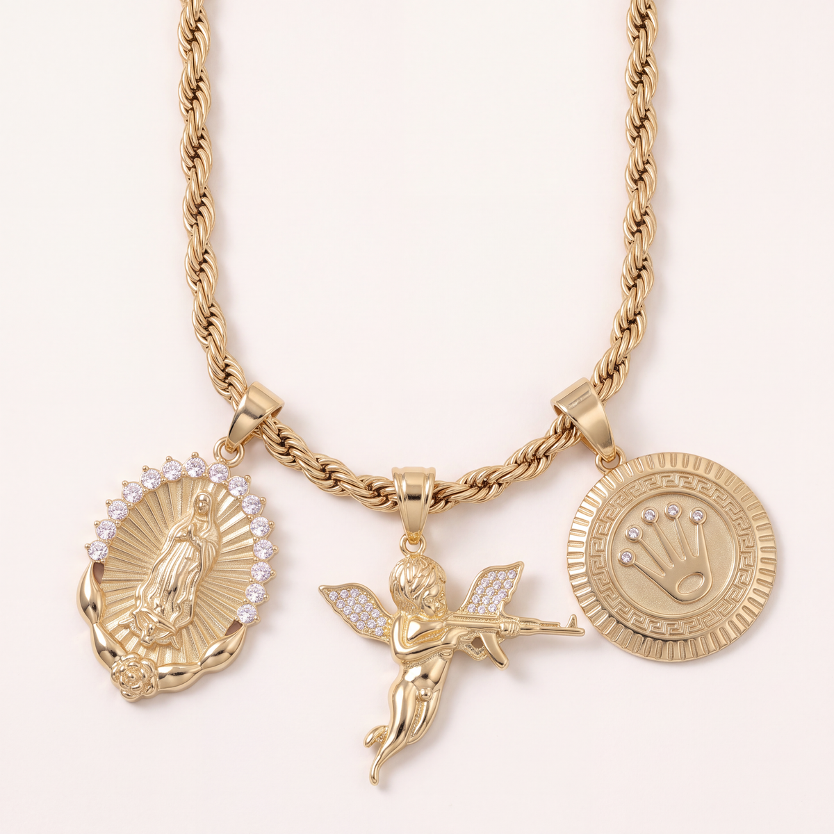 Collier Corde 6mm + Pendentif Au Choix