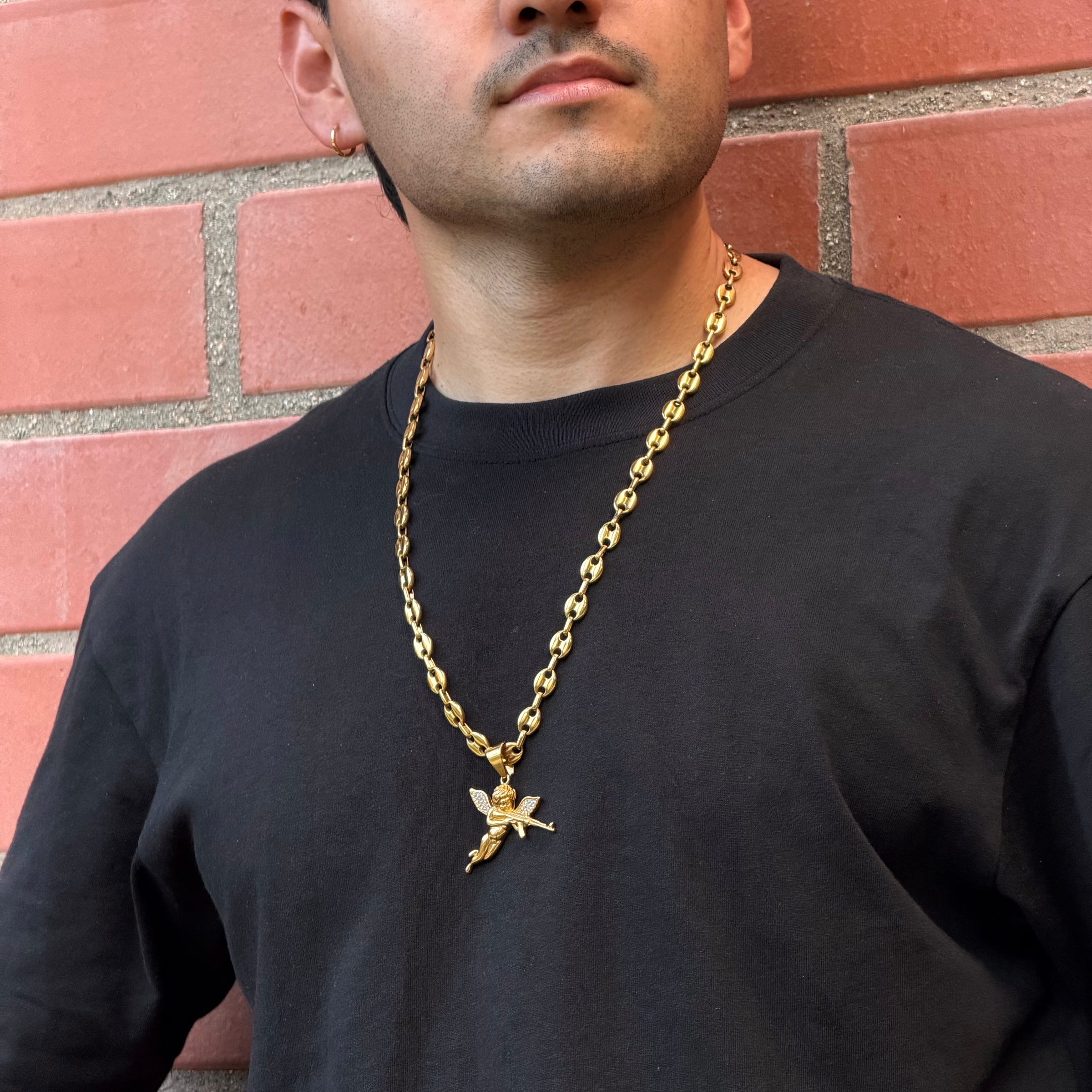 Collier Grain De Café 9mm + Pendentif Au Choix