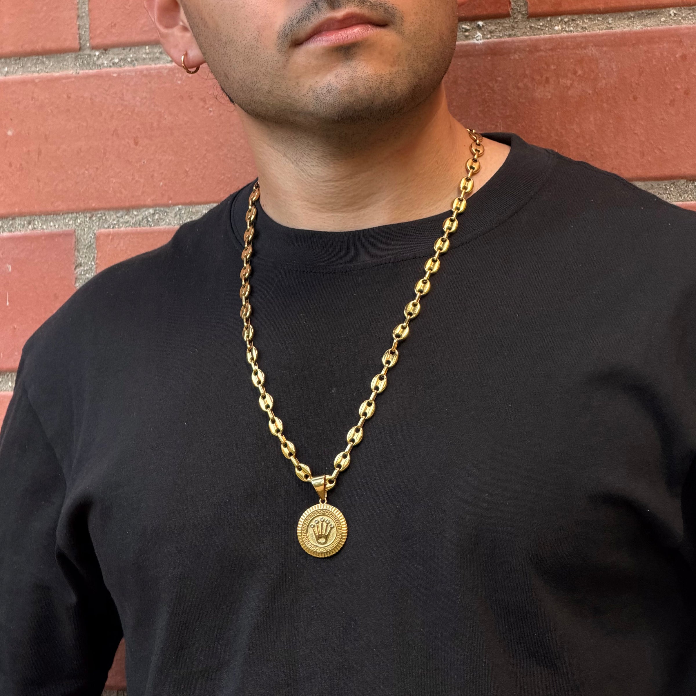 Collier Grain De Café 9mm + Pendentif Au Choix