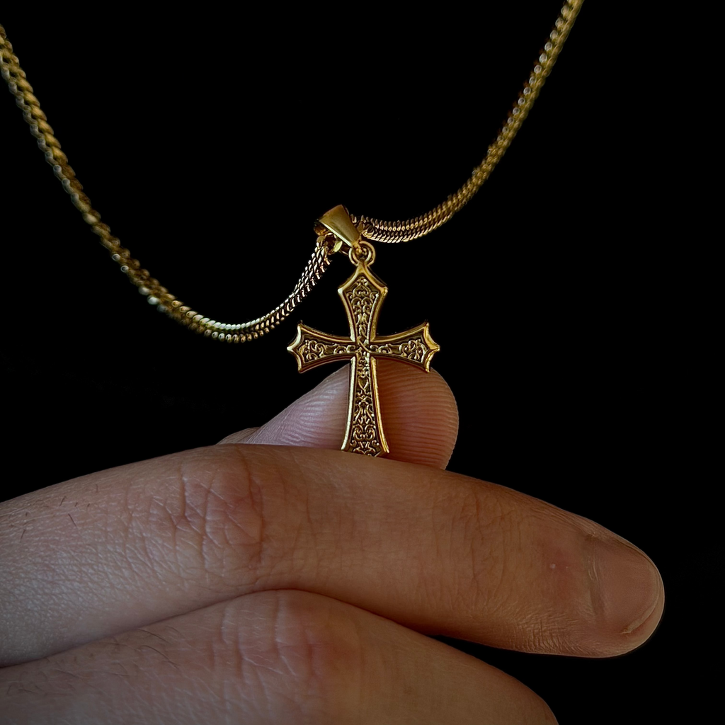 SET CHAÎNE CUBAIN 3MM + CROIX ORNÉE