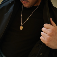 CHAÎNE CUBAINE 6 MM + PENDENTIF COURONNE