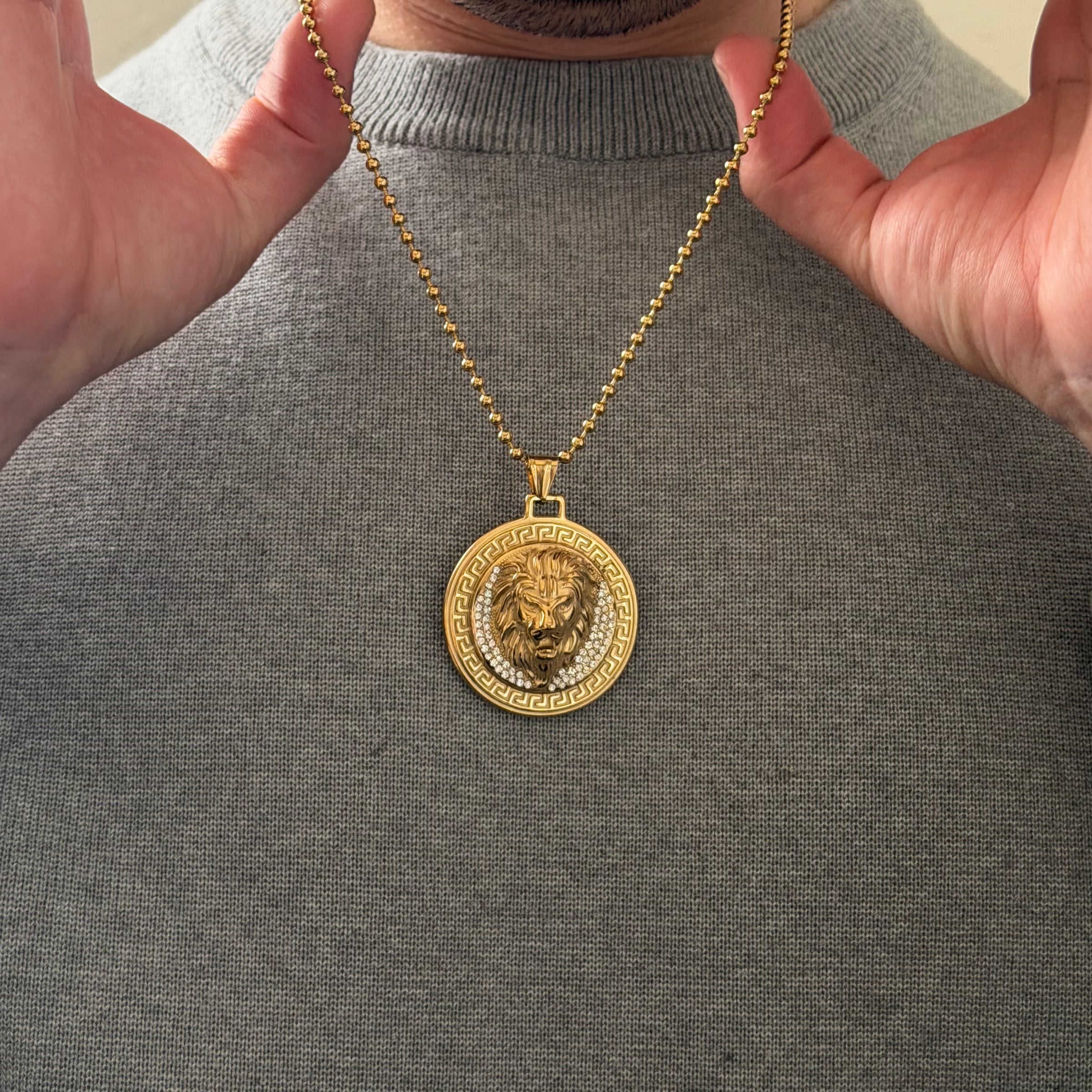 CHAÎNE MILITAIRE 3 MM + PENDENTIF LION | ZIRCONS