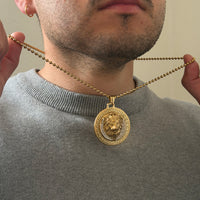 CHAÎNE MILITAIRE 3 MM + PENDENTIF LION | ZIRCONS