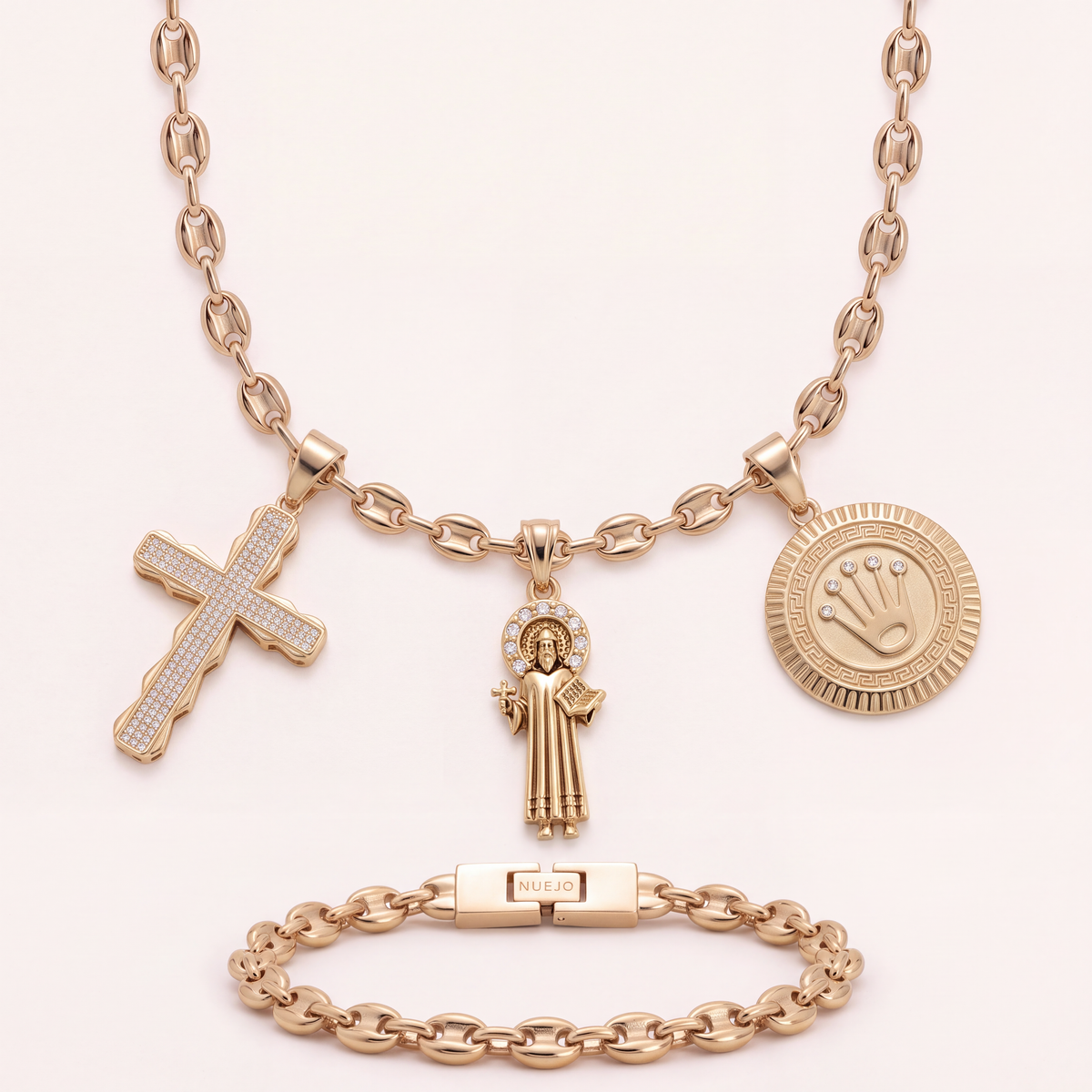 Ensemble Grain De Café 6mm + Pendentif Au Choix