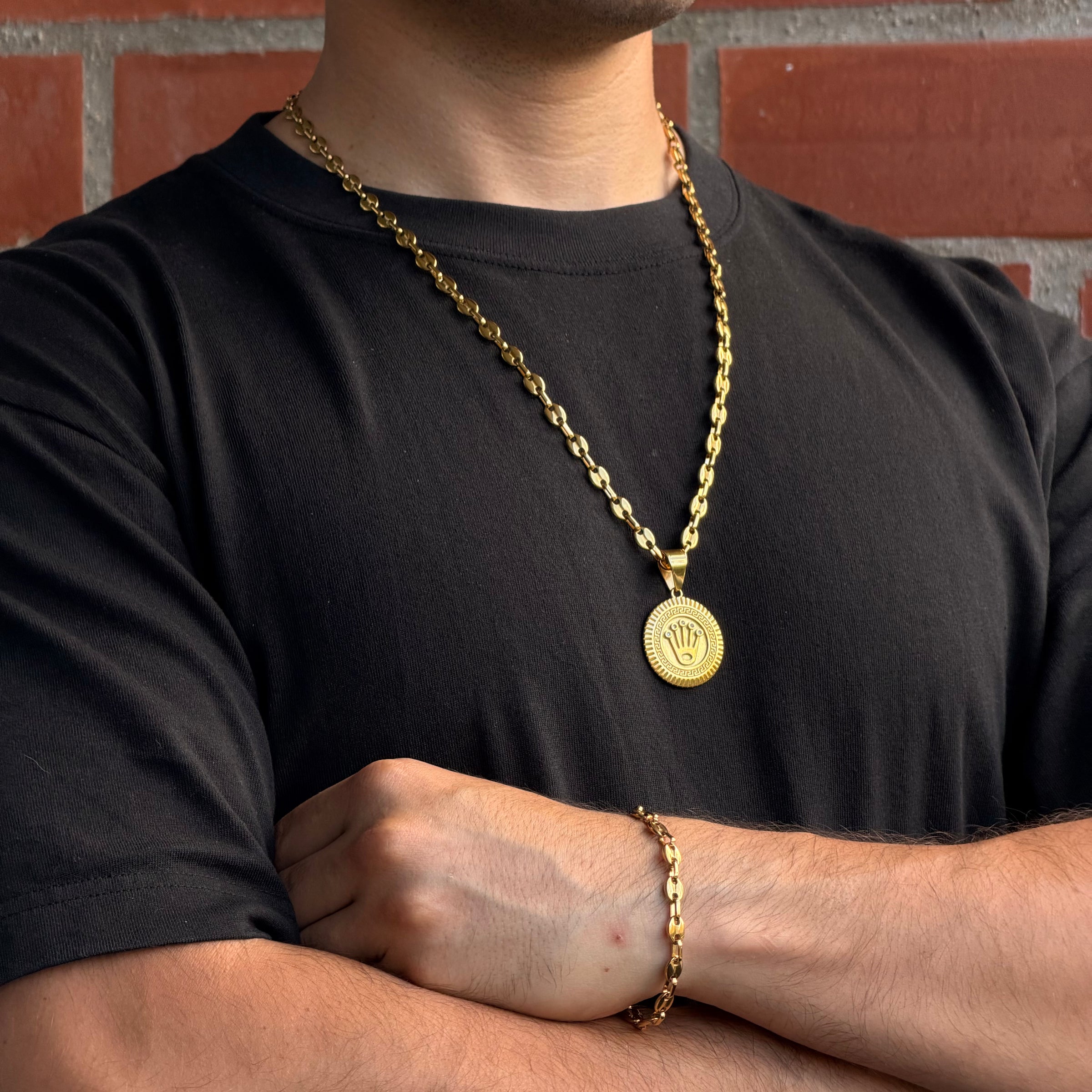 Ensemble Grain De Café 6mm + Pendentif Au Choix