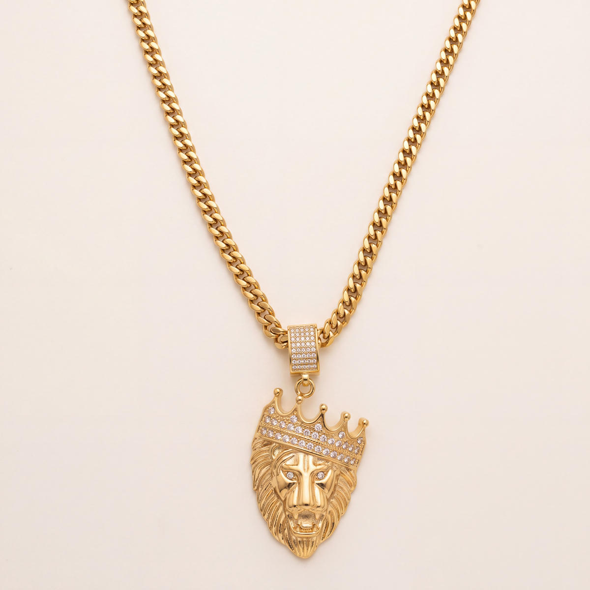 Chaîne Cubaine 6 mm + pendentif Lion El Rey