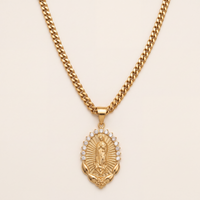 Chaîne Cubaine 6 mm + pendentif Vierge Marie
