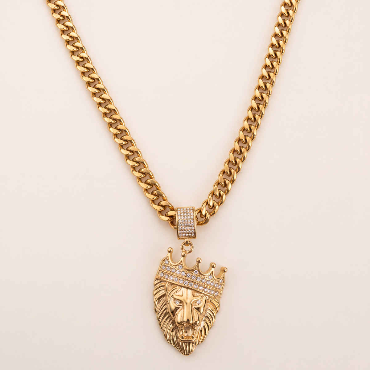 Chaîne Cubaine 9 mm + pendentif Lion El Rey