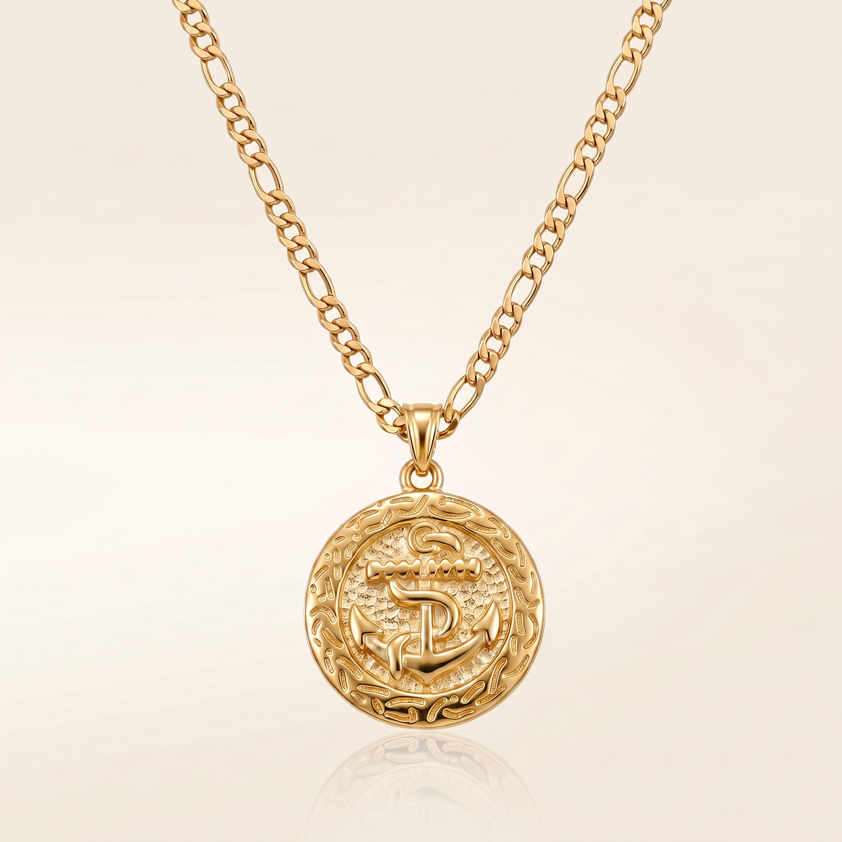 CHAÎNE FIGARO + PENDENTIF ANCRE
