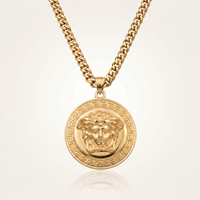 CHAÎNE CUBAINE 6 MM + PENDENTIF MEDUSA GRECA
