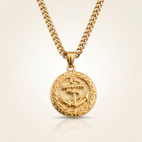 CHAÎNE CUBAINE 6 MM + PENDENTIF ANCRE