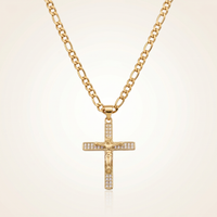 CHAÎNE FIGARO 6 MM + PENDENTIF CROIX CRISTO | ZIRCONS