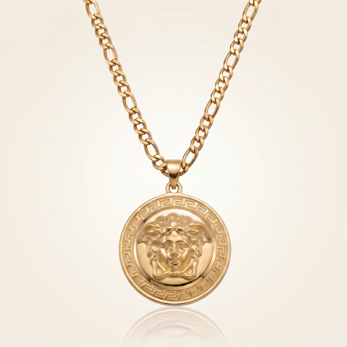 CHAÎNE FIGARO 6 MM + PENDENTIF MEDUSA GRECA