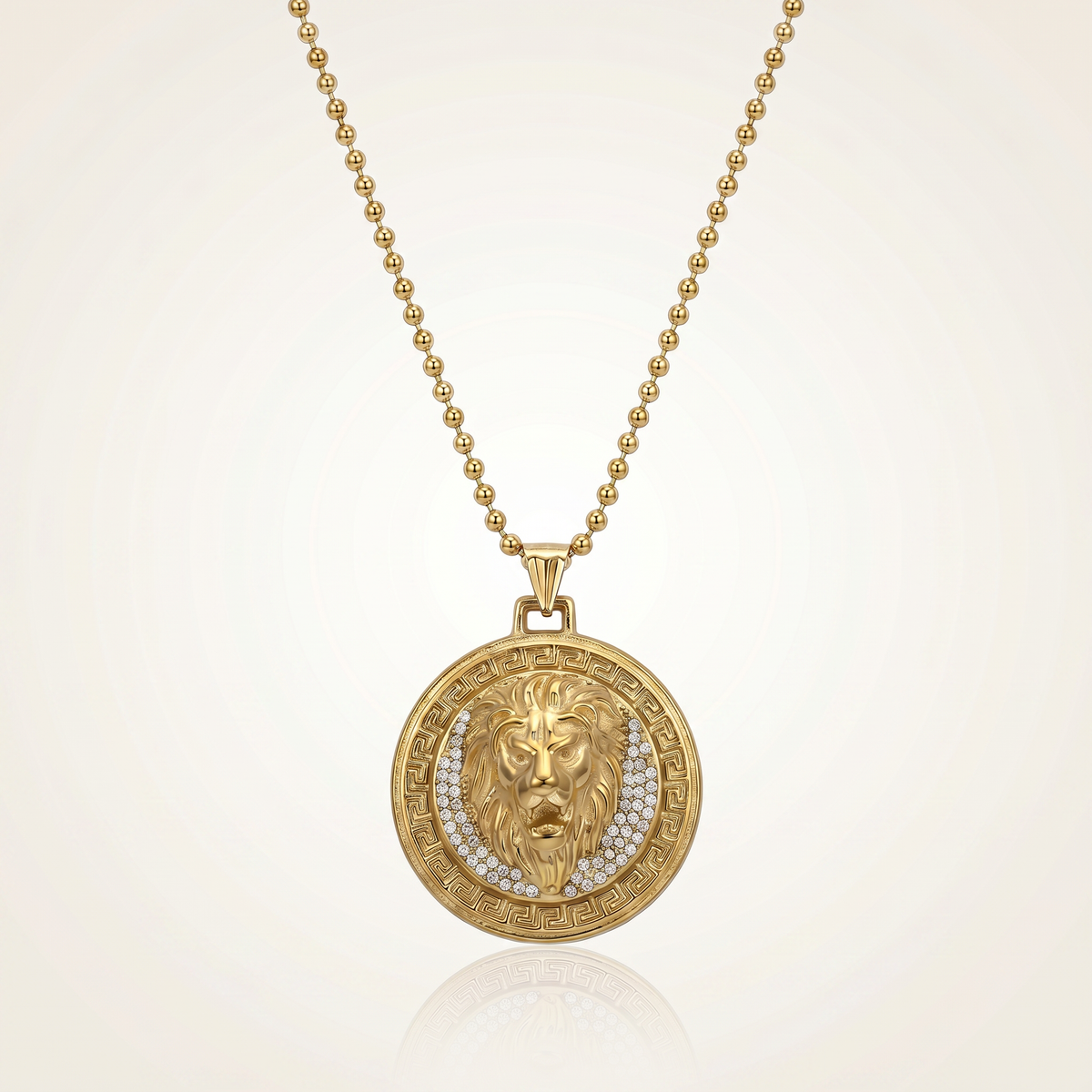 CHAÎNE MILITAIRE 3 MM + PENDENTIF LION | ZIRCONS