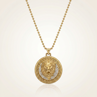 CHAÎNE MILITAIRE 3 MM + PENDENTIF LION | ZIRCONS