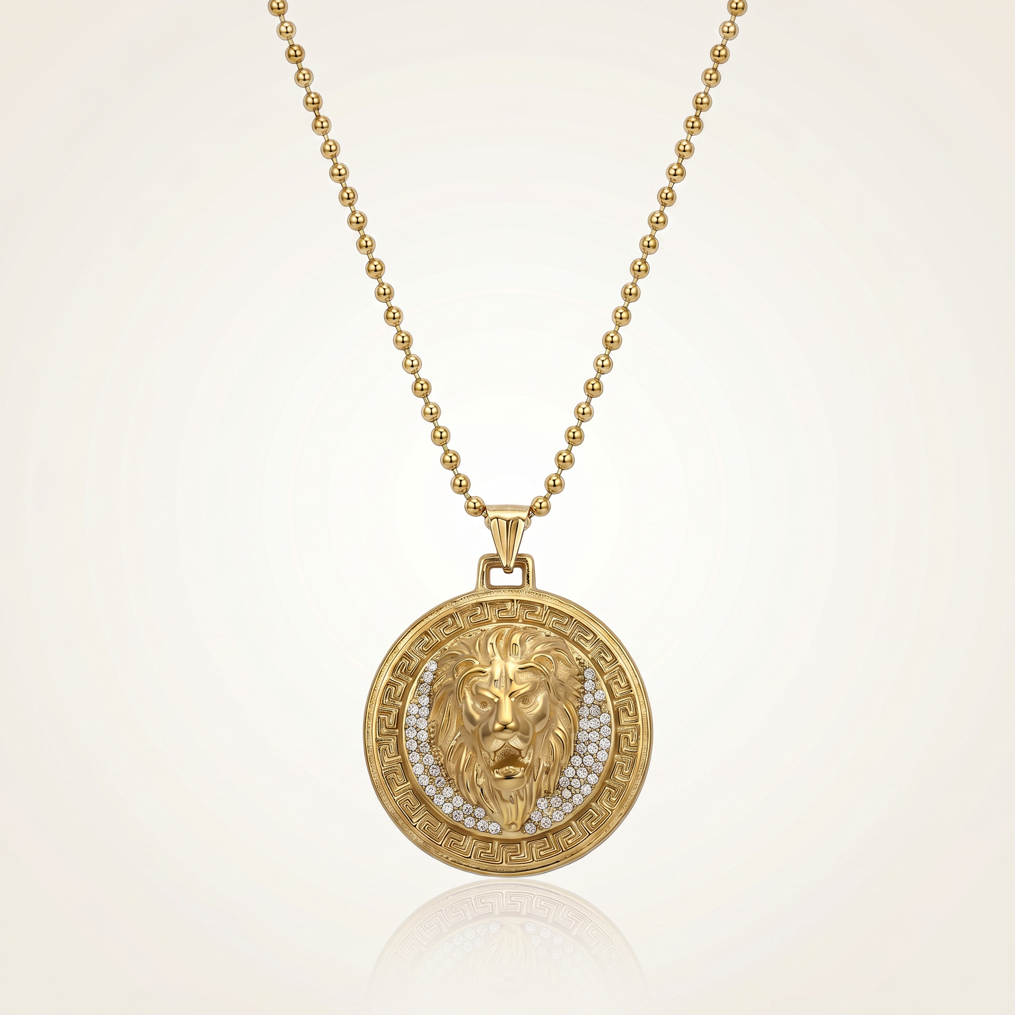 CHAÎNE MILITAIRE 3 MM + PENDENTIF LION | ZIRCONS