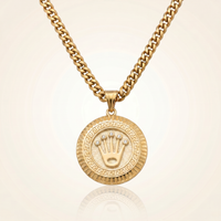 CHAÎNE CUBAINE 6 MM + PENDENTIF COURONNE