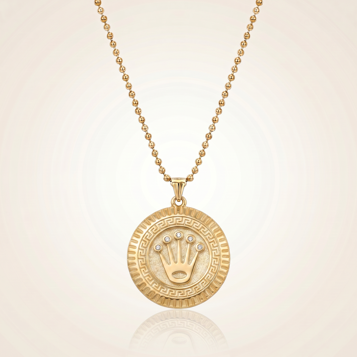 CHAÎNE MILITAIRE + PENDENTIF COURONNE