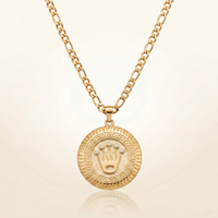 CHAÎNE FIGARO + PENDENTIF COURONNE