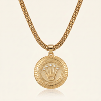 CHAÎNE MAILLE ROYALE 6 MM + PENDENTIF COURONNE