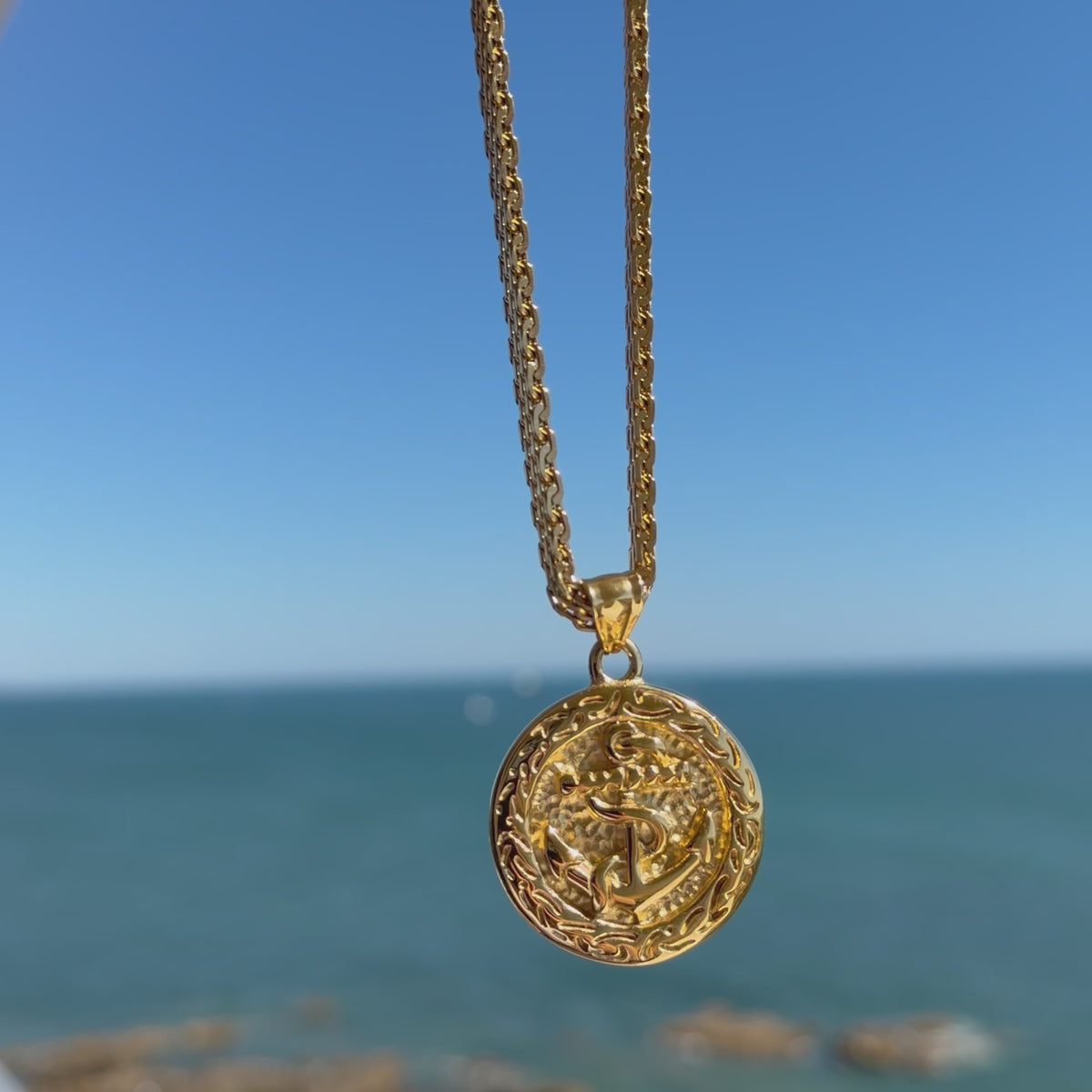 CHAÎNE MAILLE ROYALE 6 MM + PENDENTIF ANCRE